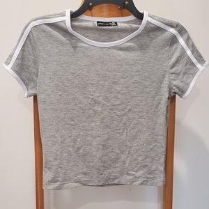 Popular 21 Grey Short Sleeve Tee Cropped Large